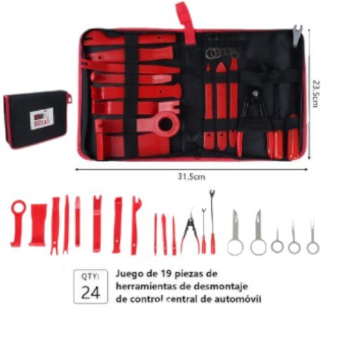 Juego de 19 Piezas de Herramientas de Desmontaje para Control Central de Automóvil 23.5cm x 31.5cm por mayor en Chile