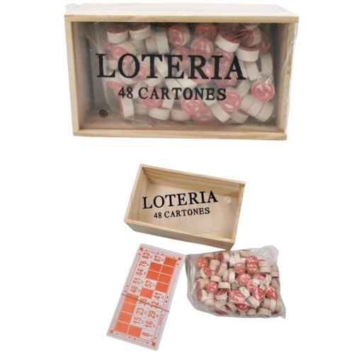 Juego de Lotería Tradicional en Caja de Madera con 48 Cartones al por Mayor por mayor - Jugueteria por mayor