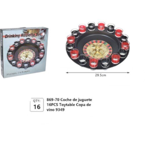 Juego de Ruleta para Adultos - Drinking Roulette Set con 16 Vasos de Chupito por mayor - Jugueteria por mayor