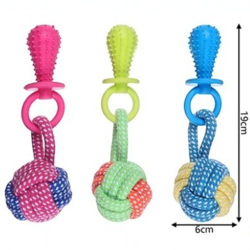JUGUETE DE CUERDA CON CHUPETE Y BOLA  por mayor - Mascotas por mayor