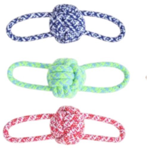 Juguete de Cuerda Trenzada con Pelota de Nudo Central y Doble Asa para Mascotas por mayor - Mascotas por mayor