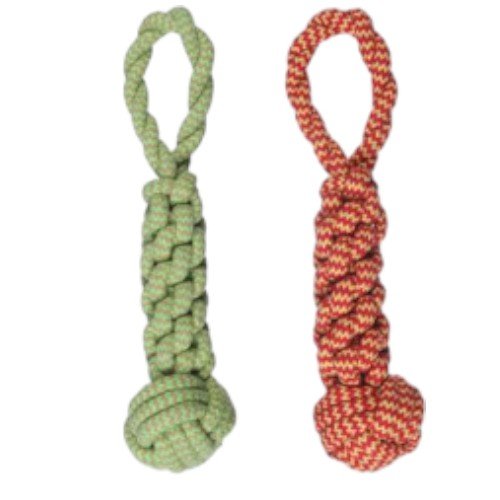 Juguete de Cuerda Trenzada Reforzada con Asa de Agarre y Nudo de Pelota Macizo para Mascotas por mayor - Mascotas por mayor