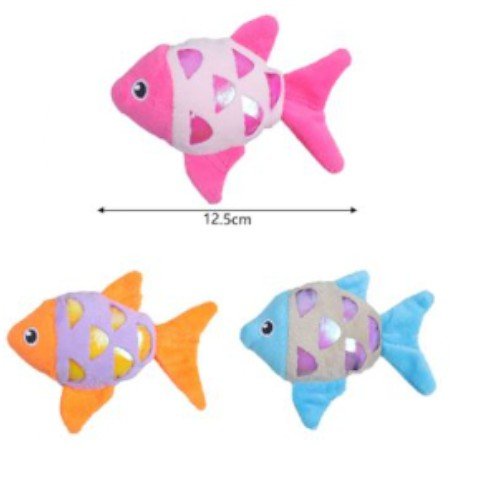 Juguete de Felpa para Gatos con Diseño de Pez y Escamas con Efecto Holográfico por mayor Mascotas por mayor