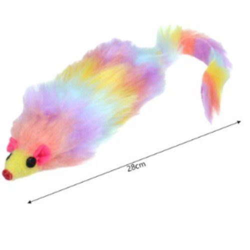Juguete de Felpa Suave con Forma de Ratón de Cola Larga en Colores Arcoíris para Gatos por mayor - Mascotas por mayor