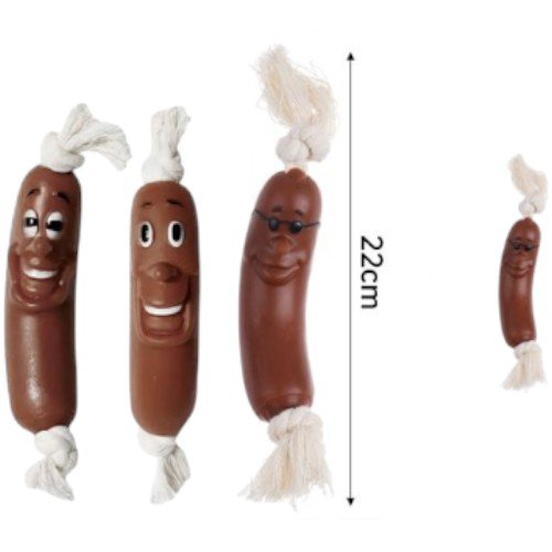 Juguete de Goma con Cuerda en Forma de Salchicha con Rostros Divertidos para Mascotas por mayor Mascotas por mayor