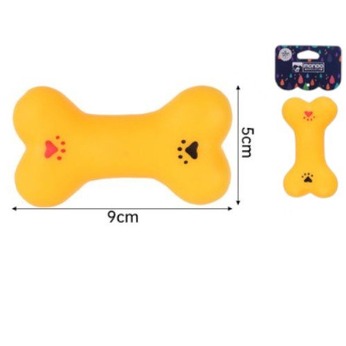 Juguete de Goma Suave en Forma de Pequeño Hueso con Estampado de Huellas para Mascotas por mayor Mascotas por mayor