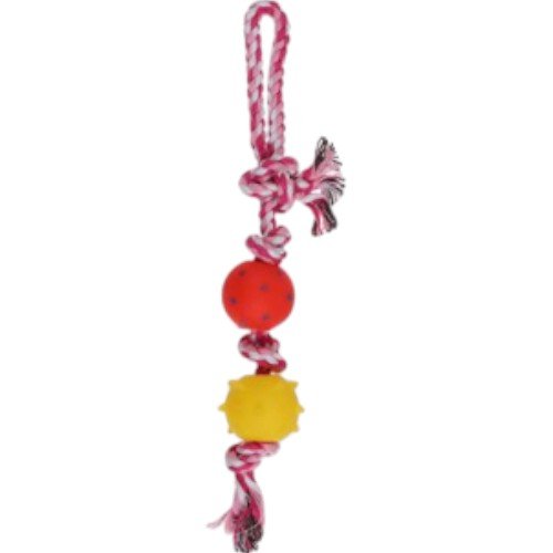 Juguete Interactivo de Cuerda Trenzada con Doble Pelota de Goma Texturizada para Mascotas por mayor - Mascotas por mayor