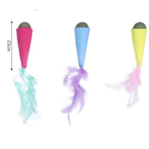 Juguete Interactivo para Gatos con Forma de Cono de Helado, Centro de Catnip y Plumas Sensoriales por mayor Mascotas por mayor