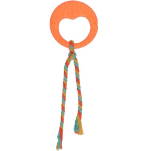 Juguete Mordedor para Mascotas en Forma de Luna de Goma con Cuerda Trenzada Multicolor por mayor - Mascotas por mayor