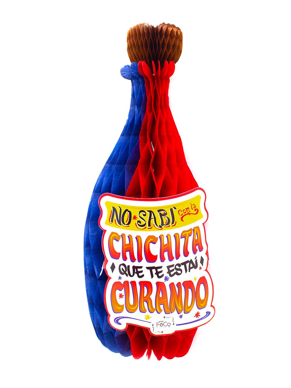 ADORNO BOTELLA GUACHACA DE PAPEL 19 X 45 CM por mayor en Chile