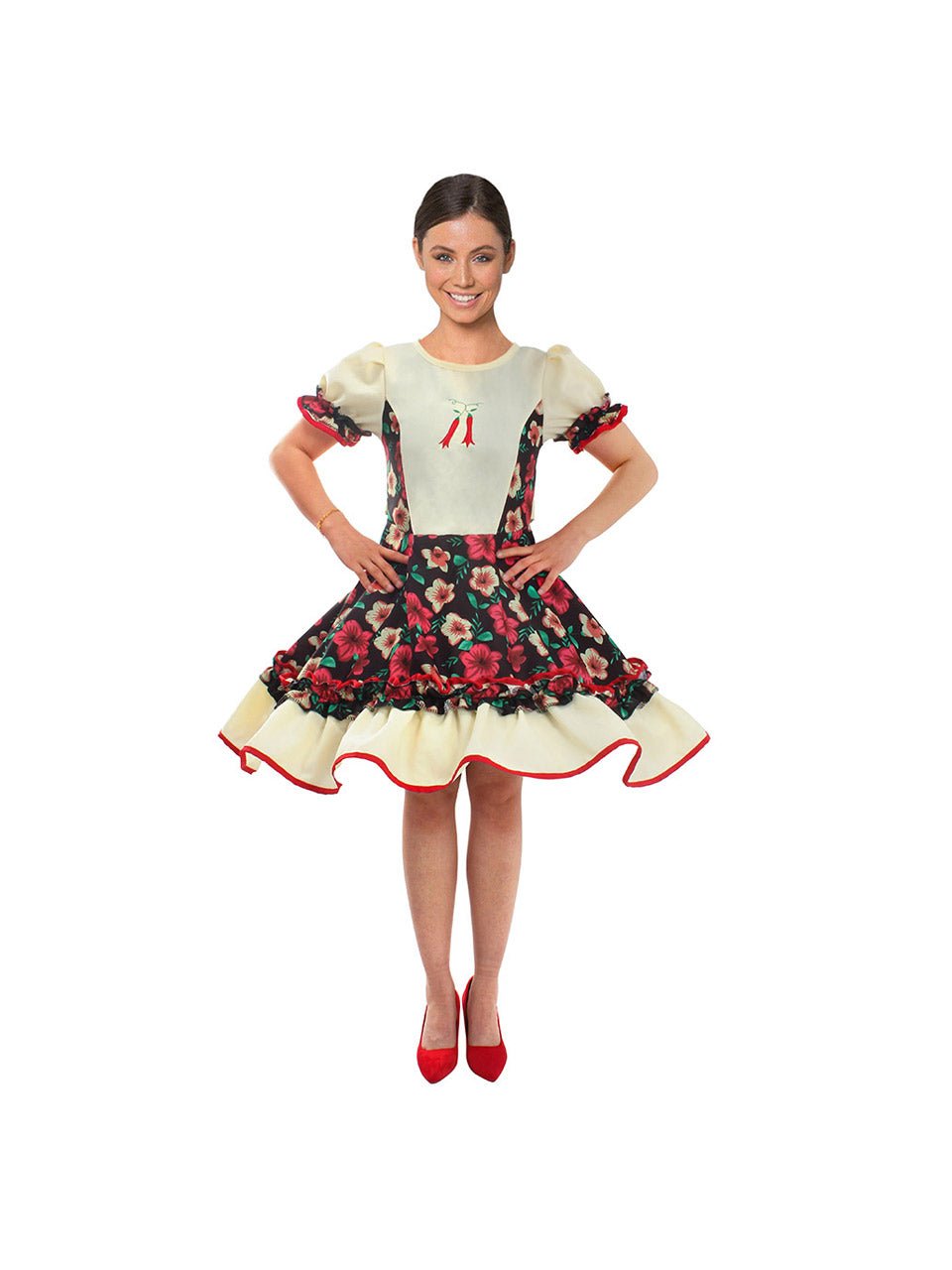 VESTIDO HUASA CHINITA FLOREADO ADULTO TALLA L por mayor en Chile