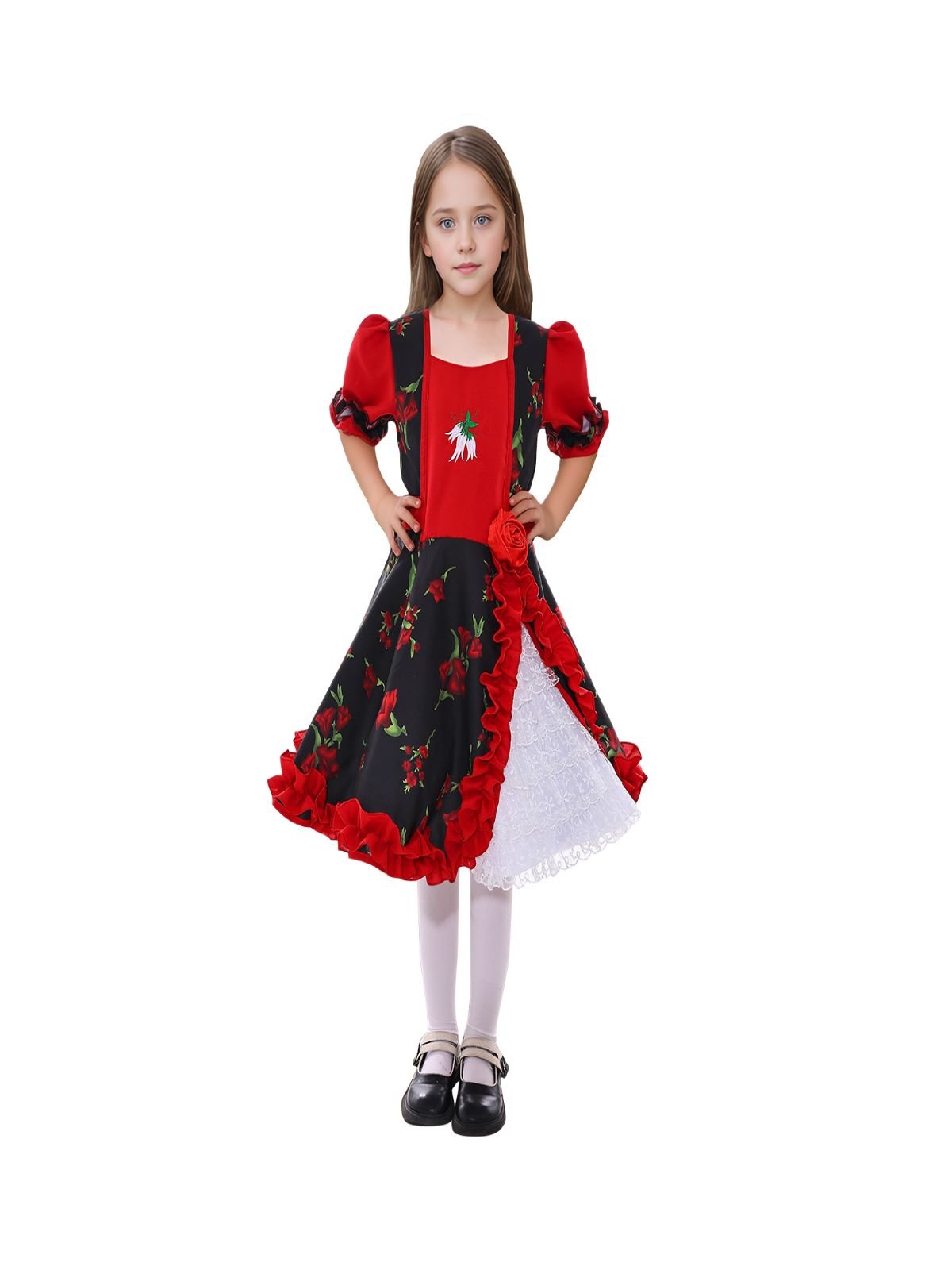 VESTIDO HUASA CHINITA FLOREADO INFANTIL 7-9 AÑOS por mayor en Chile