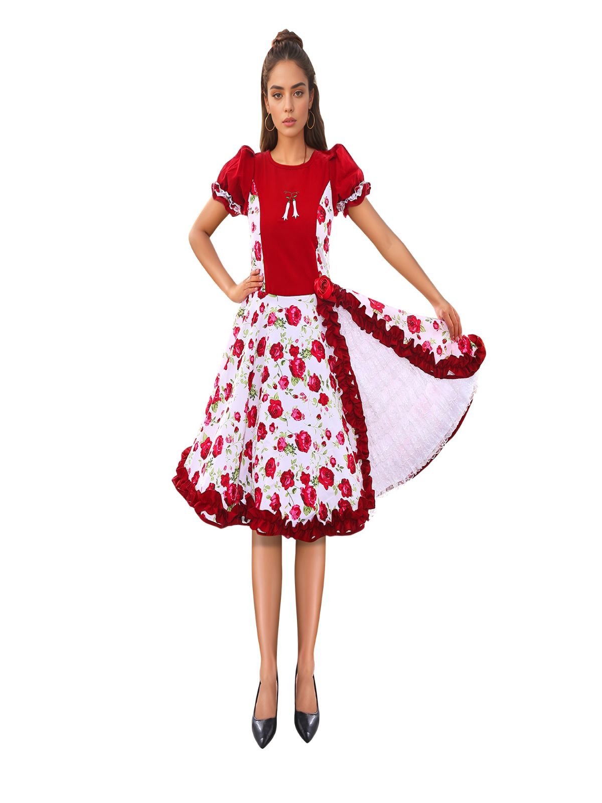 Vestido huasa chinita floreado infantil mayorista — imagen 2