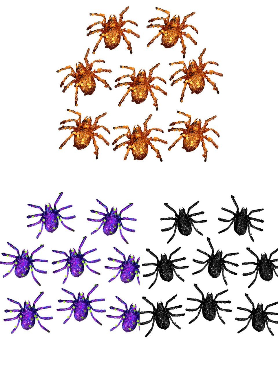 Decoracion Halloween Araña Glitter 8 Unidades - Negro por mayor en Chile