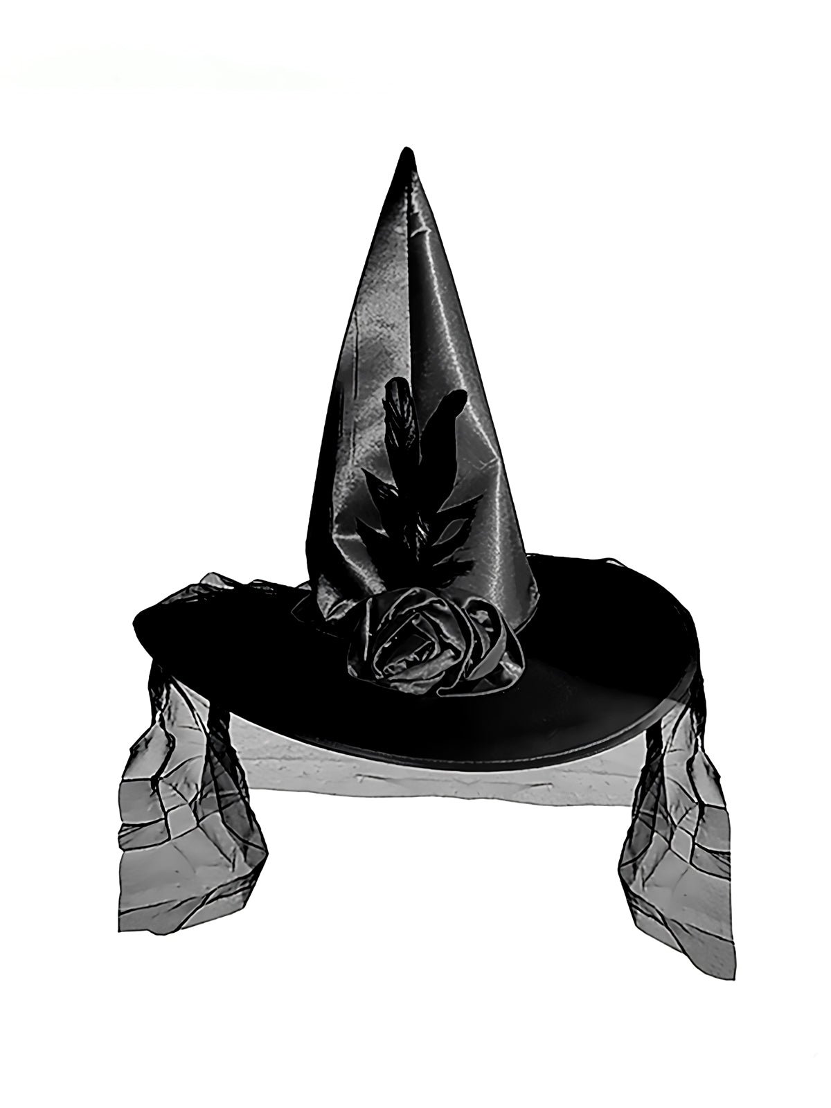 Sombrero bruja morado con rosas encaje - negro mayorista — imagen 2