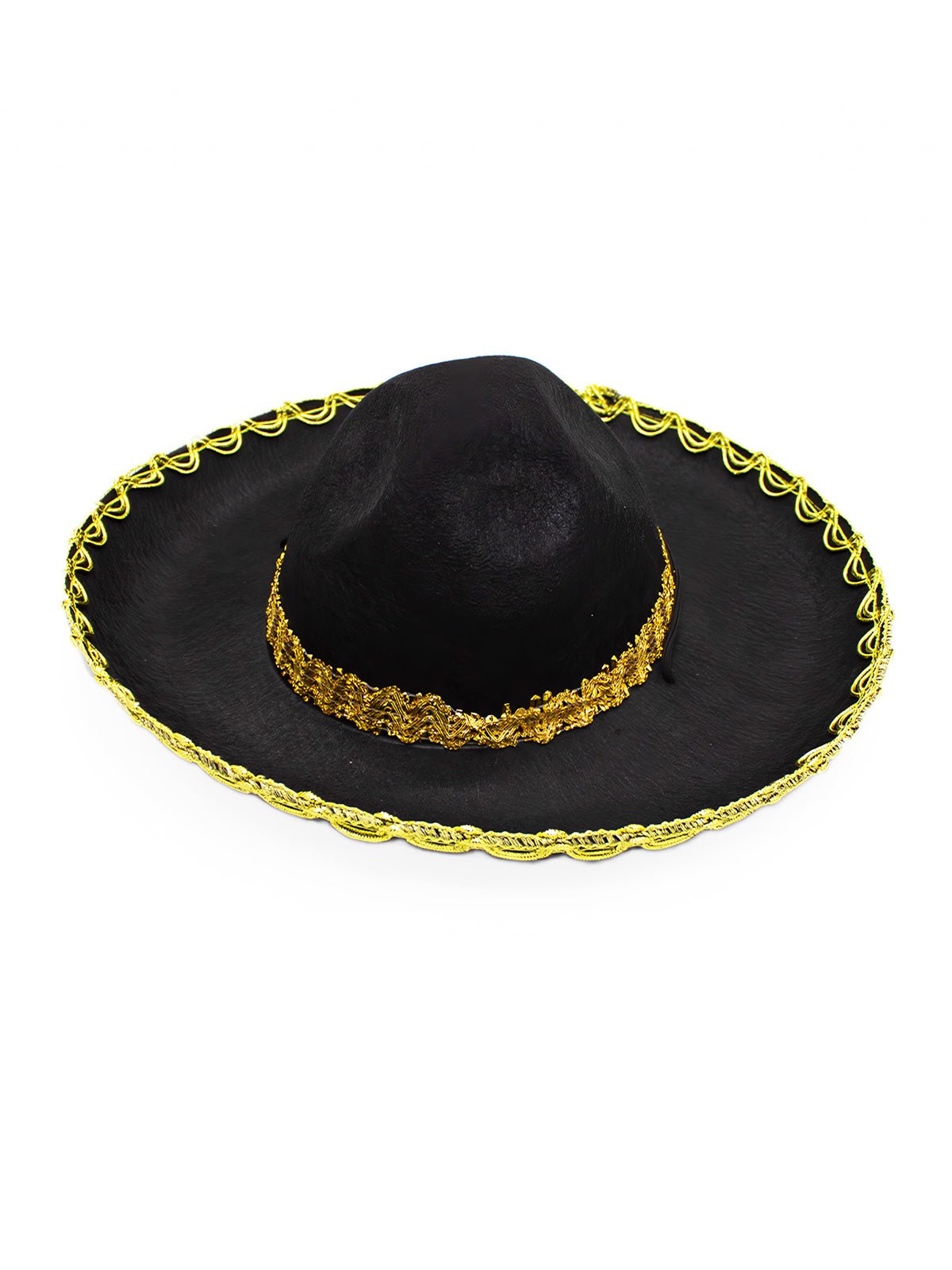 Sombrero mexicano negro 1 unidad - grande - dorado mayorista — imagen 2