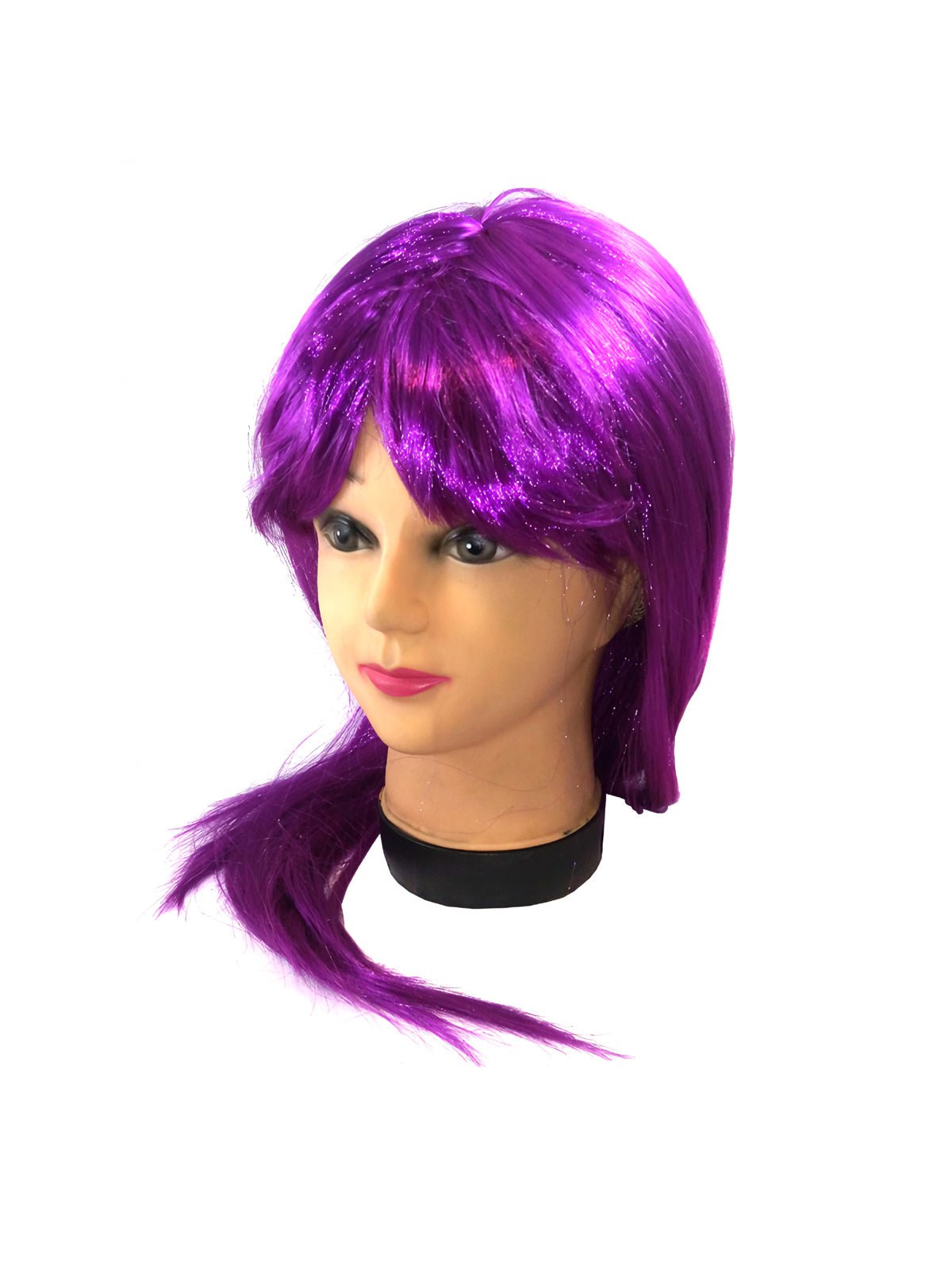 Peluca larga 60 cm 160 gramos 1 unidad - morado mayorista — imagen 7