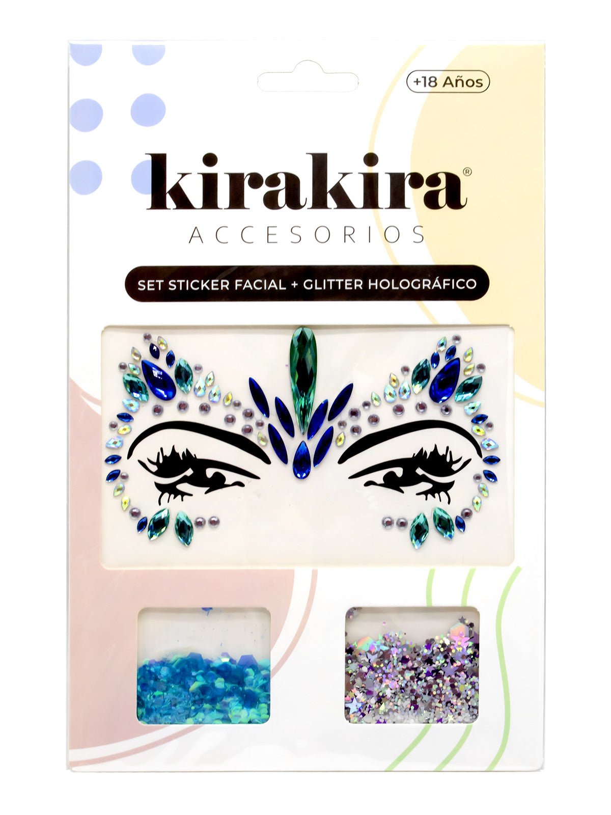 Adhesivo facial + glitter holografico 12 unidades mayorista — imagen 2