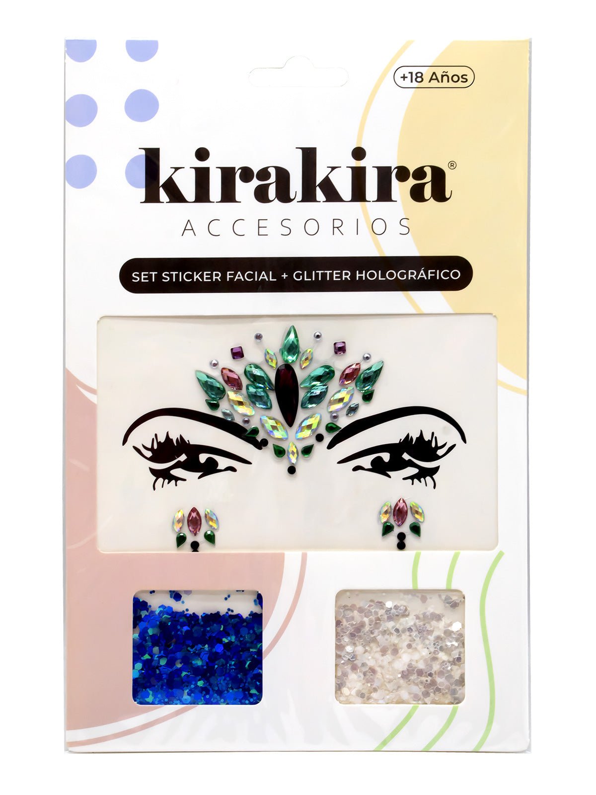 Adhesivo facial + glitter holografico 12 unidades mayorista — imagen 3