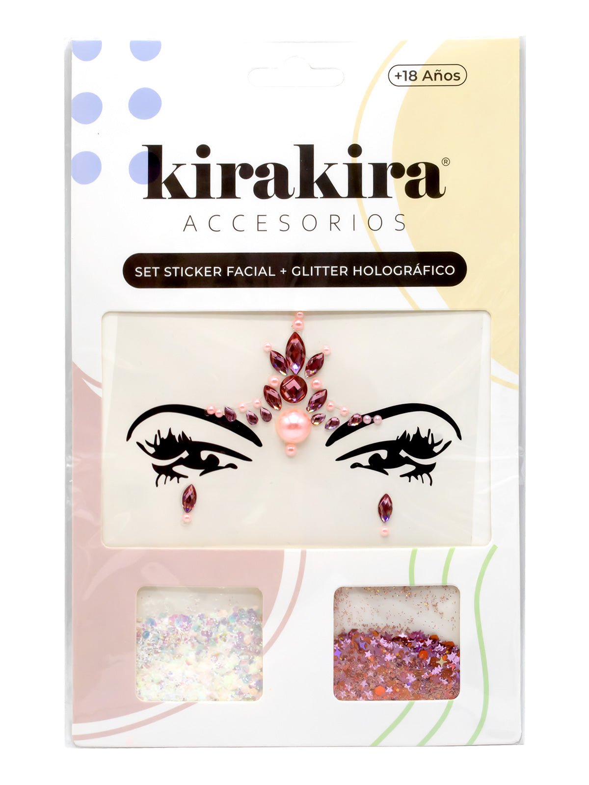 Adhesivo facial + glitter holografico 12 unidades mayorista — imagen 4