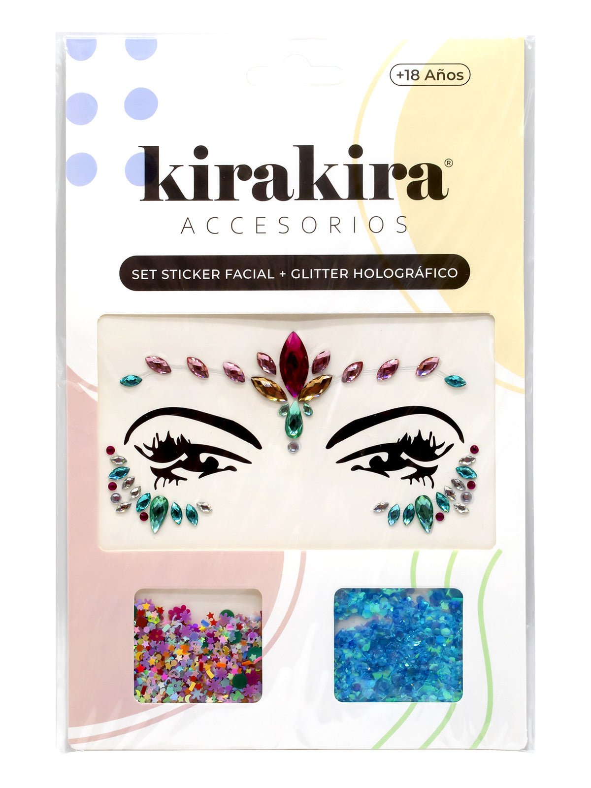 Adhesivo facial + glitter holografico 12 unidades mayorista — imagen 5