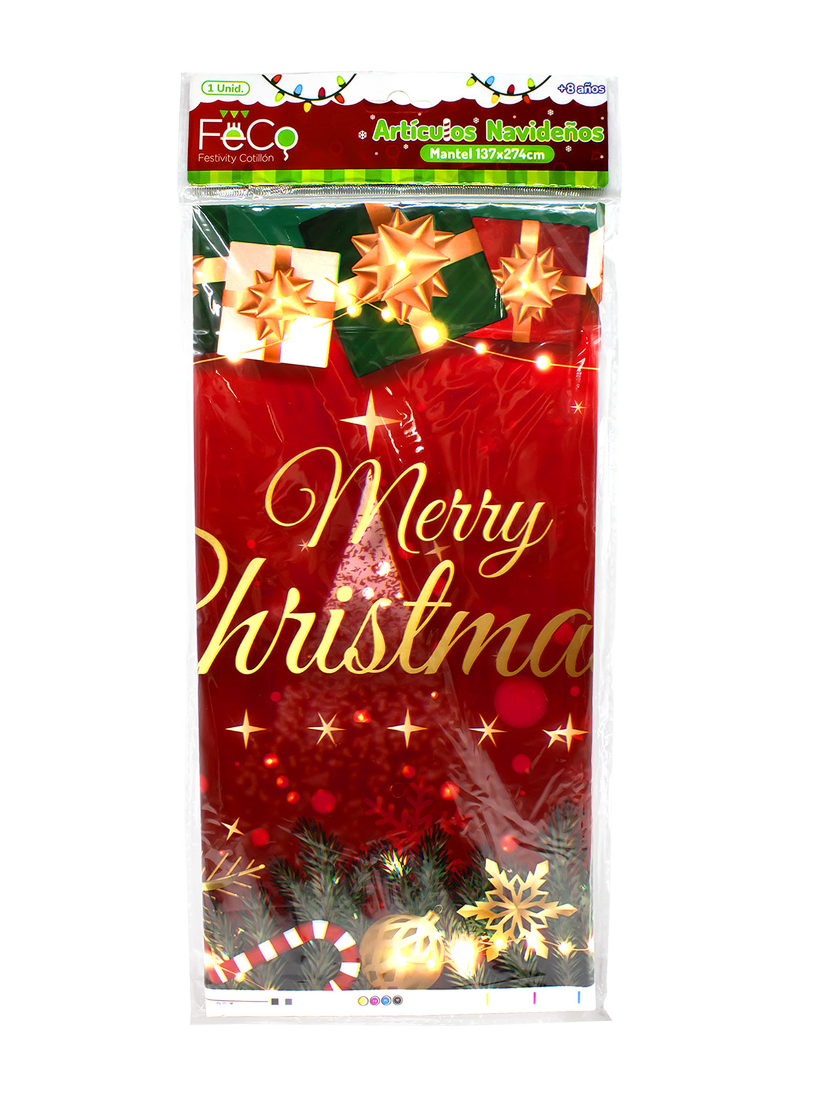 Mantel plastico 137 x 274 cm merry christmas 1 unidad mayorista — imagen 2