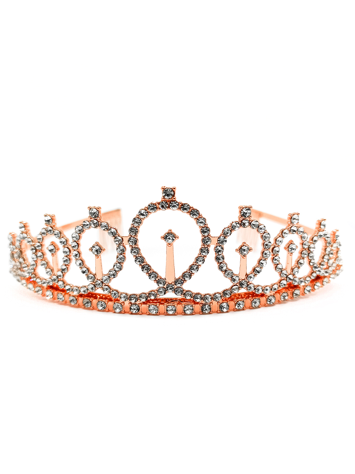 Corona tiara metálica princesa 1 unidad - rose gold mayorista — imagen 4