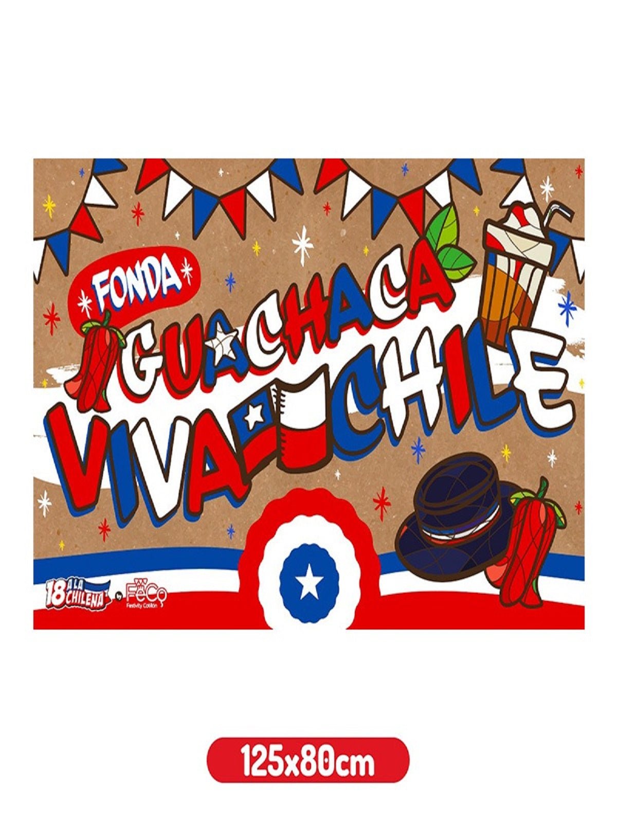 FONDE DE TELA  FIESTAS PATRIAS 125 X 80 CM por mayor en Chile