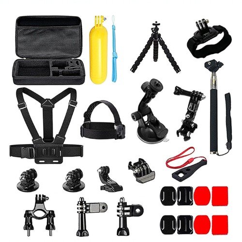 Kit 28 Accesorios Para Camara Deportiva Tipo Gopro. Con Estuche por mayor - Electrónica por mayor