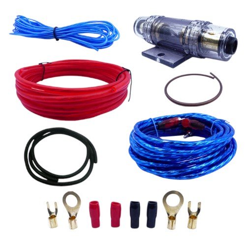 Kit cables para amplificacion, 2.000 w, dezzer. alta calidad. en blister. 4,5M  por mayor en Chile