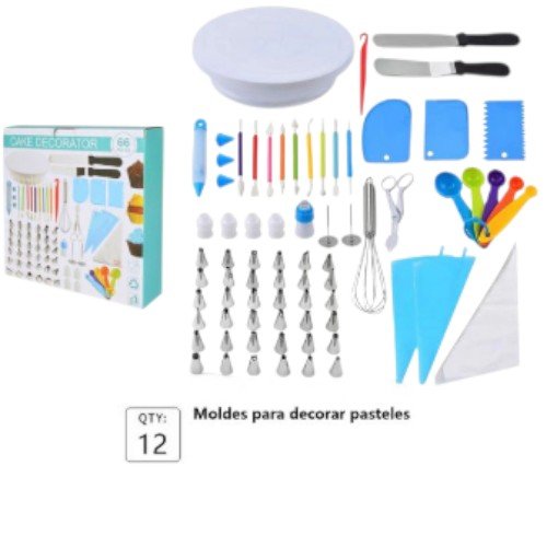Kit Completo de Repostería y Decoración de Pasteles de 66 Piezas con Base Giratoria por mayor Hogar por mayor