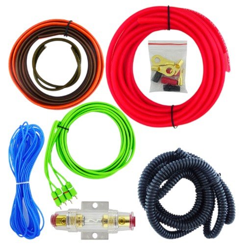Kit De Cables Para Amplificador Marca AUTOGP Hasta 1800 Watt De 8 Gauge por mayor Electrónica por mayor