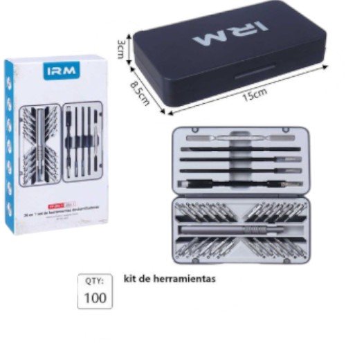 Kit de Herramientas de Precisión 26 en 1 con Estuche Rígido Compacto y Puntas Intercambiables 15cm x 8.5cm x 3cm por mayor en Chile