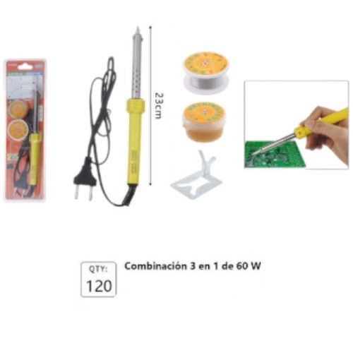 Kit de Soldadura Electrónica 3 en 1 de 60W con Cautín Profesional y Accesorios por mayor - Electrónica por mayor