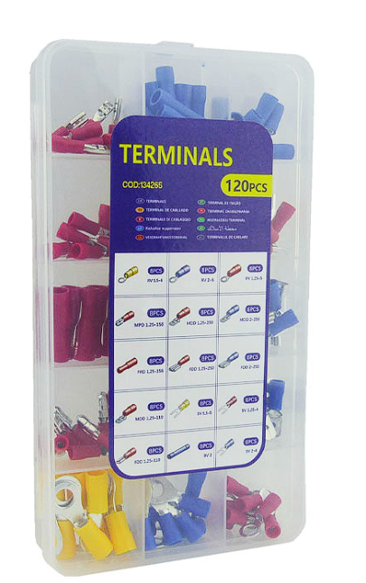 Kit De Terminales Marca FASTON Modelo W11993 Surtidos X 120 Pcs Aprox. por mayor Electrónica por mayor