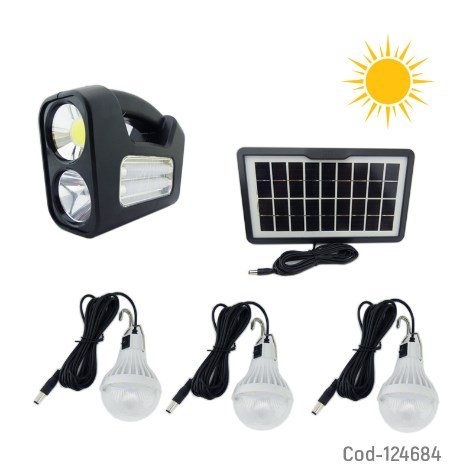 Kit Solar Portatil, Recargable, Incluye 3 Ampolletas + Cable 4 En 1. por mayor - Electronica por mayor