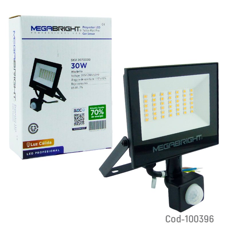 Foco halogeno led 30 watt megabright con sensor, luz calida, certificado mayorista — imagen 4