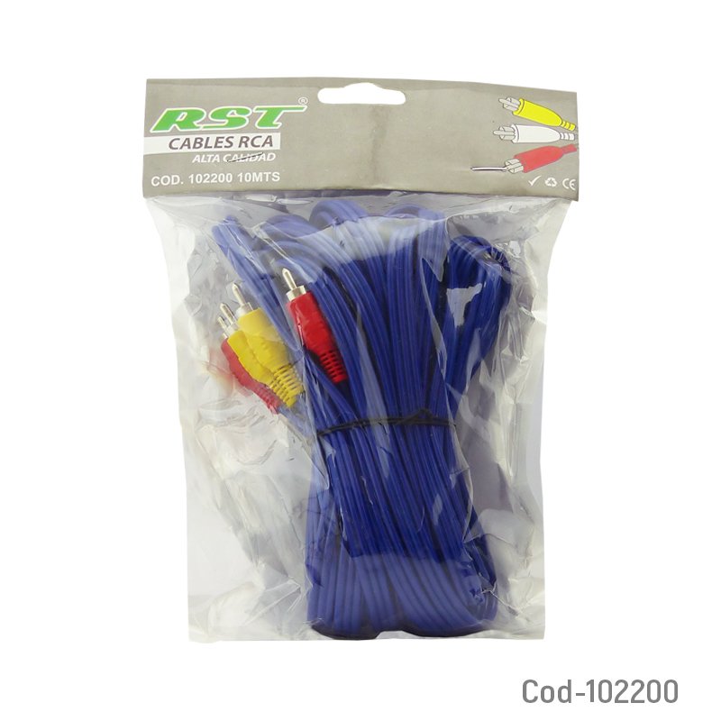 Cable rca 3x3 10 metros - pack de 10 unidades mayorista — imagen 3