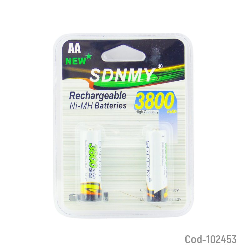Pila SDNMY AA Recargable 3800 Mah, Set X 2. En Blister. 5 cm x 1 cm x 1 cm por mayor en Chile