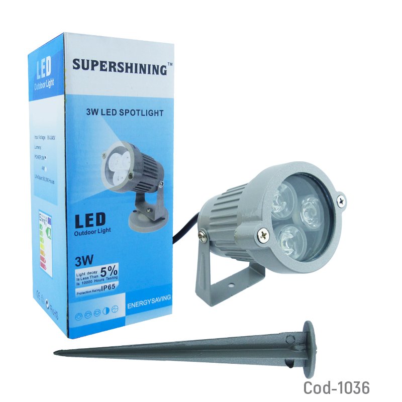 Foco led para jardin de 3 led por 3 watt con estaca. - pack de 10 unidades mayorista — imagen 4