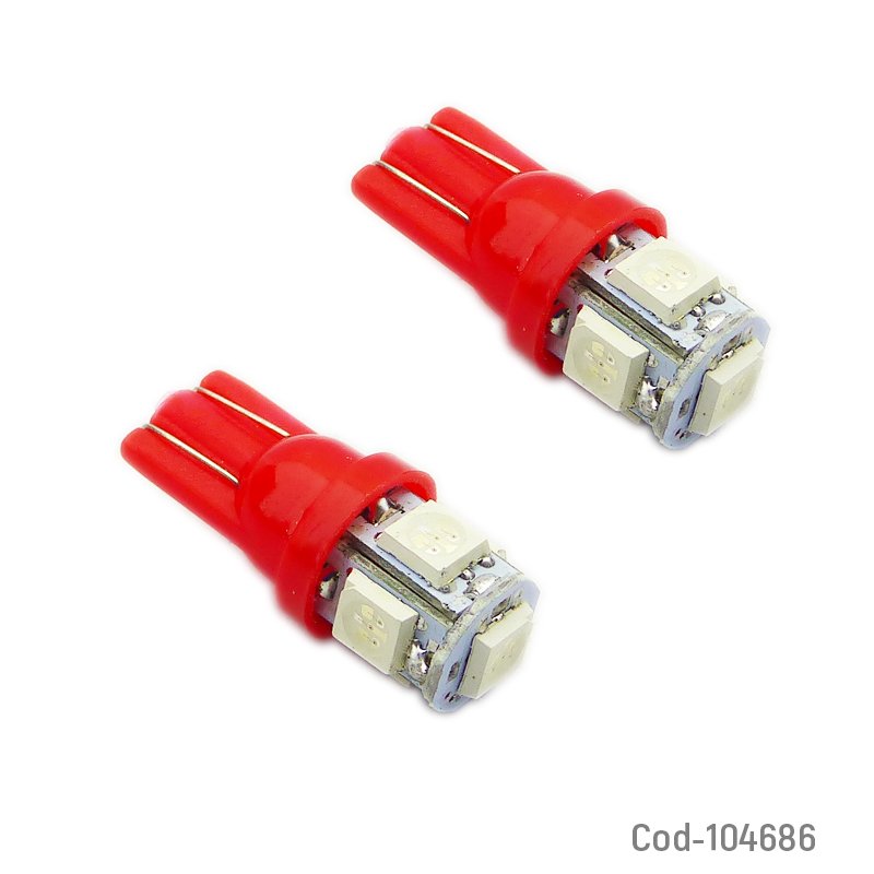 Luz led t-10, luz color rojo, 12 volt, led 5050. - pack de 50 unidades mayorista — imagen 3