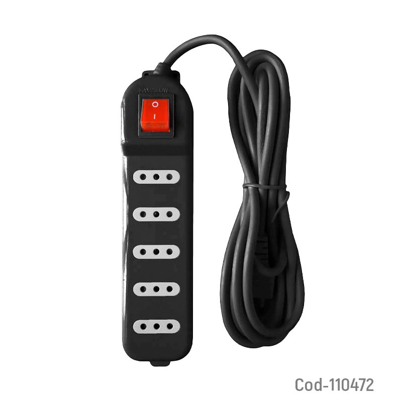 Alargador Electrico 3 M, 5 Entradas Con Switch, Marca MACROTEL 3 metros por mayor en Chile