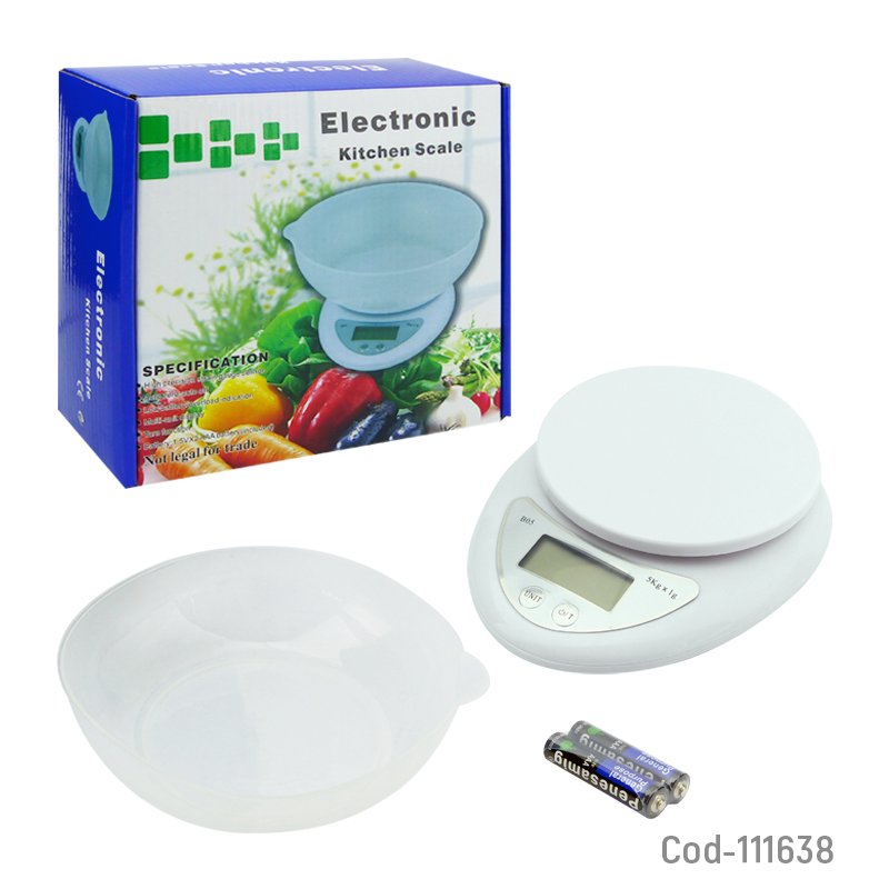 Balanza digital para cocina, con recipiente, hasta 5 kilos por 1gr mayorista — imagen 2