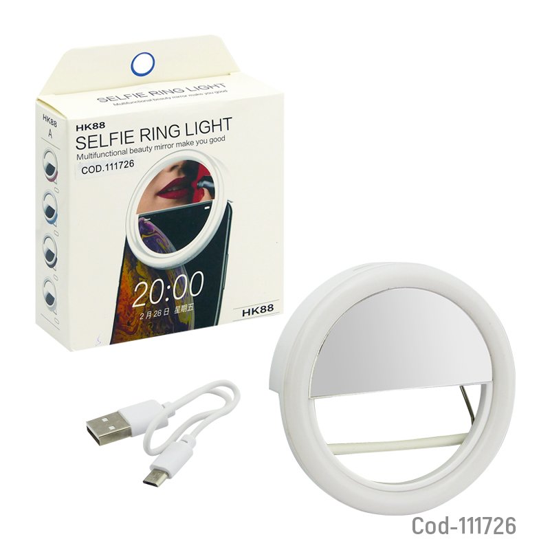 Aro led con espejo selfie hk-88 para smartphone, recargable - pack de 10 unidades mayorista — imagen 4