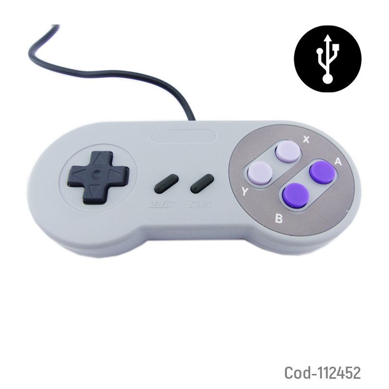 Joystick USB, Tipo Super Nintendo Retro. En Caja. 14,2cm x 6cm X 2,2cm por mayor en Chile