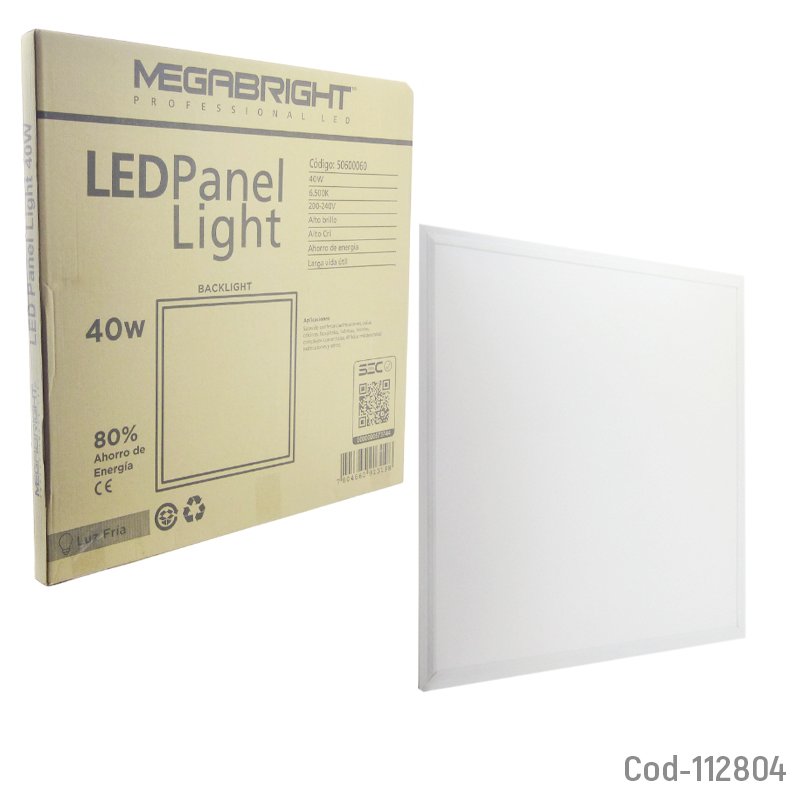 Foco led panel 40 watt, 60x60cm cuadrado, luz fria, megabright mayorista — imagen 4