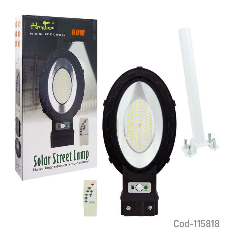 Foco solar 90led, 80 watt, ovalado, con control y tubo. en caja. mayorista — imagen 4