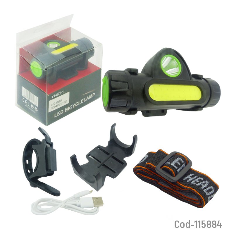 Luz LED Bici Y Minero, Duo1+1 Cob, Recargable, Con Iman. 8cm x 5cm por mayor en Chile
