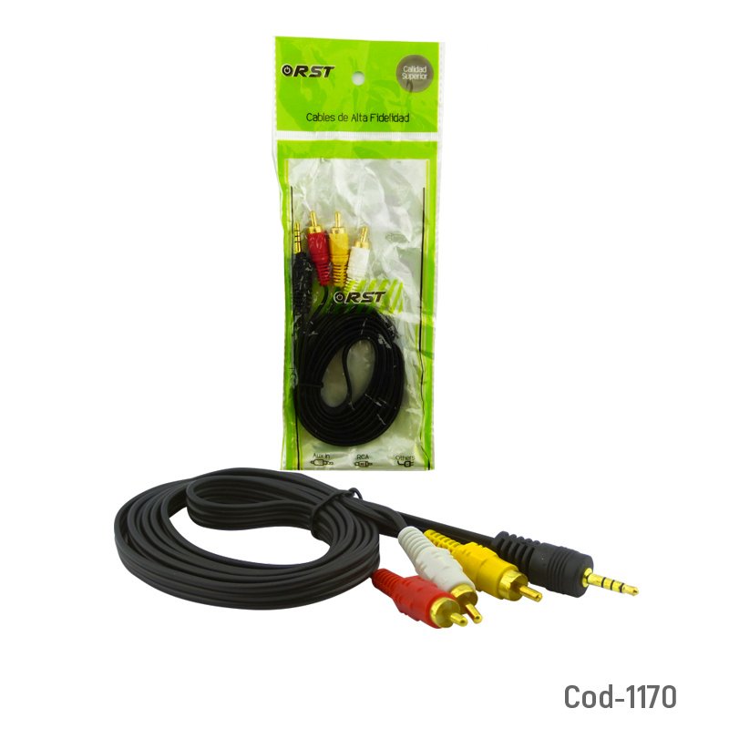 Cable rca 3x1 plug dorado, cable 150cm, rca x 1 plug 3,5mm - pack de 20 unidades mayorista — imagen 3