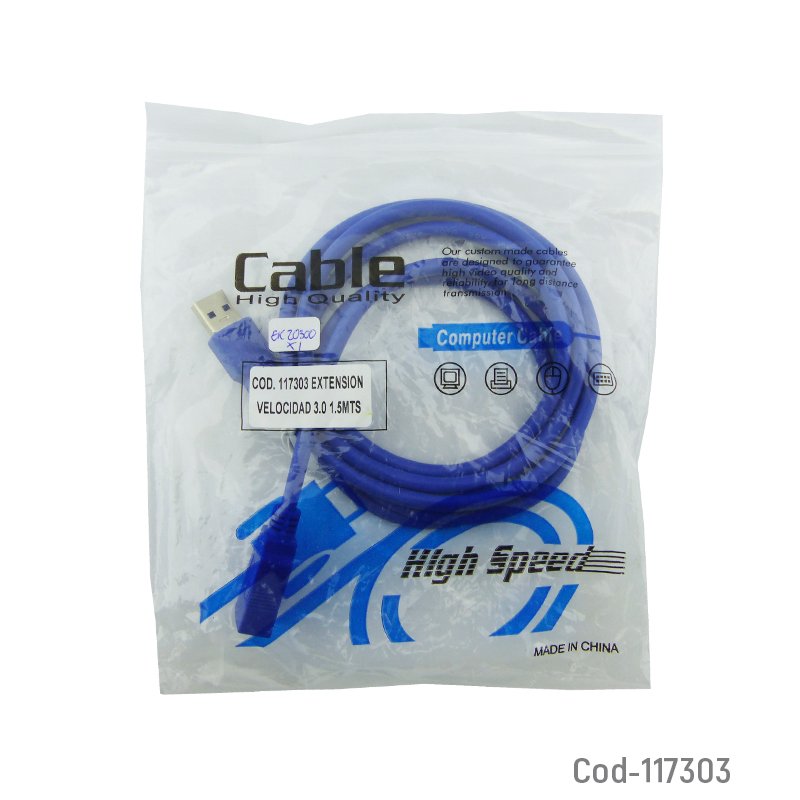 Extension usb 3.0 de 1.5 metros, high speed. en bolsa. - pack de 10 unidades mayorista — imagen 3